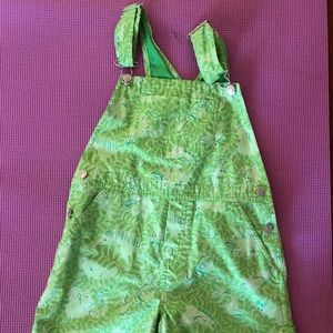 Lilly Pulitzer Green animals Shortall Overalls